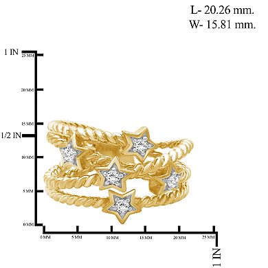 Jewelexcess 14k Gold Over Silver 1/6 Carat T.W. Diamond Star Rope Ring