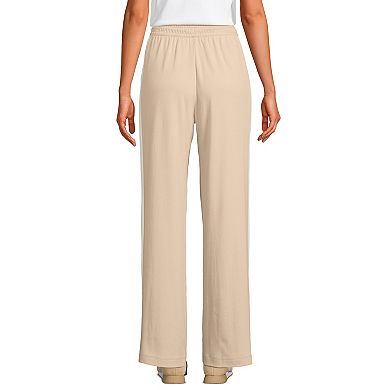 Petite Lands' End Sport Knit High Rise Relaxed Straight Leg Side Stripe Pants