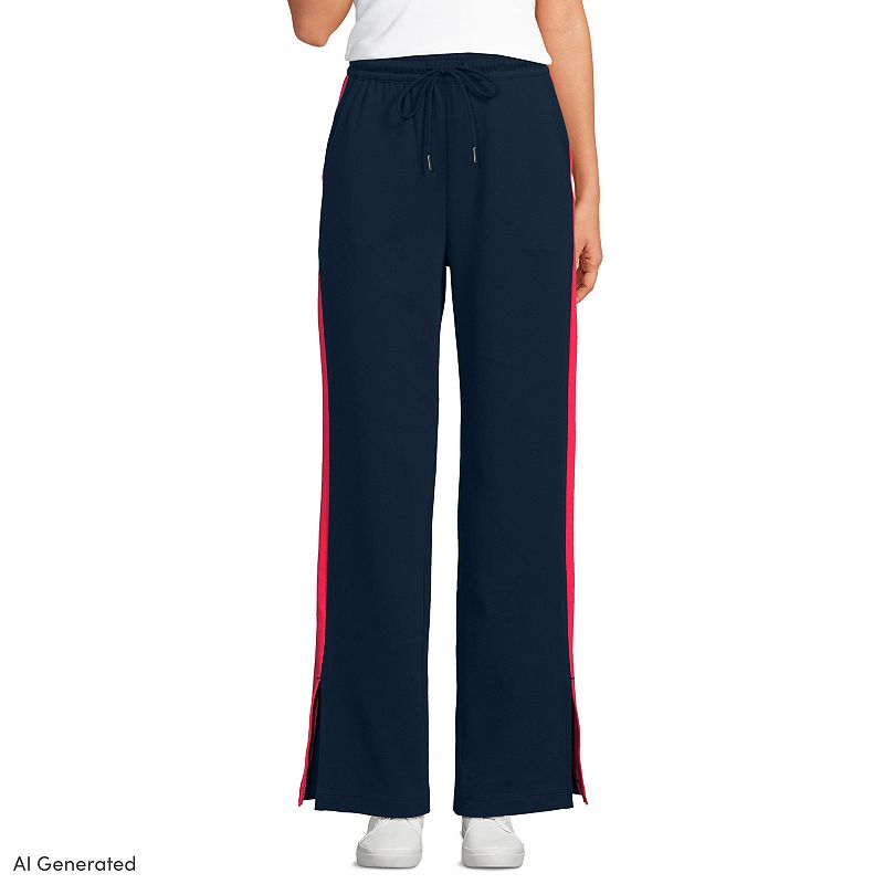 Women's Lands' End Sport Knit High Rise Relaxed Straight Leg Pants,