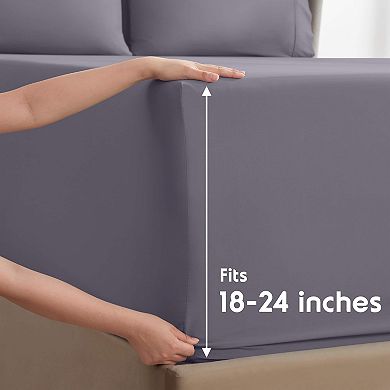 Hearth & Harbor 6 Piece Sheet Set - 21 inch Deep Pocket Fitted Sheet
