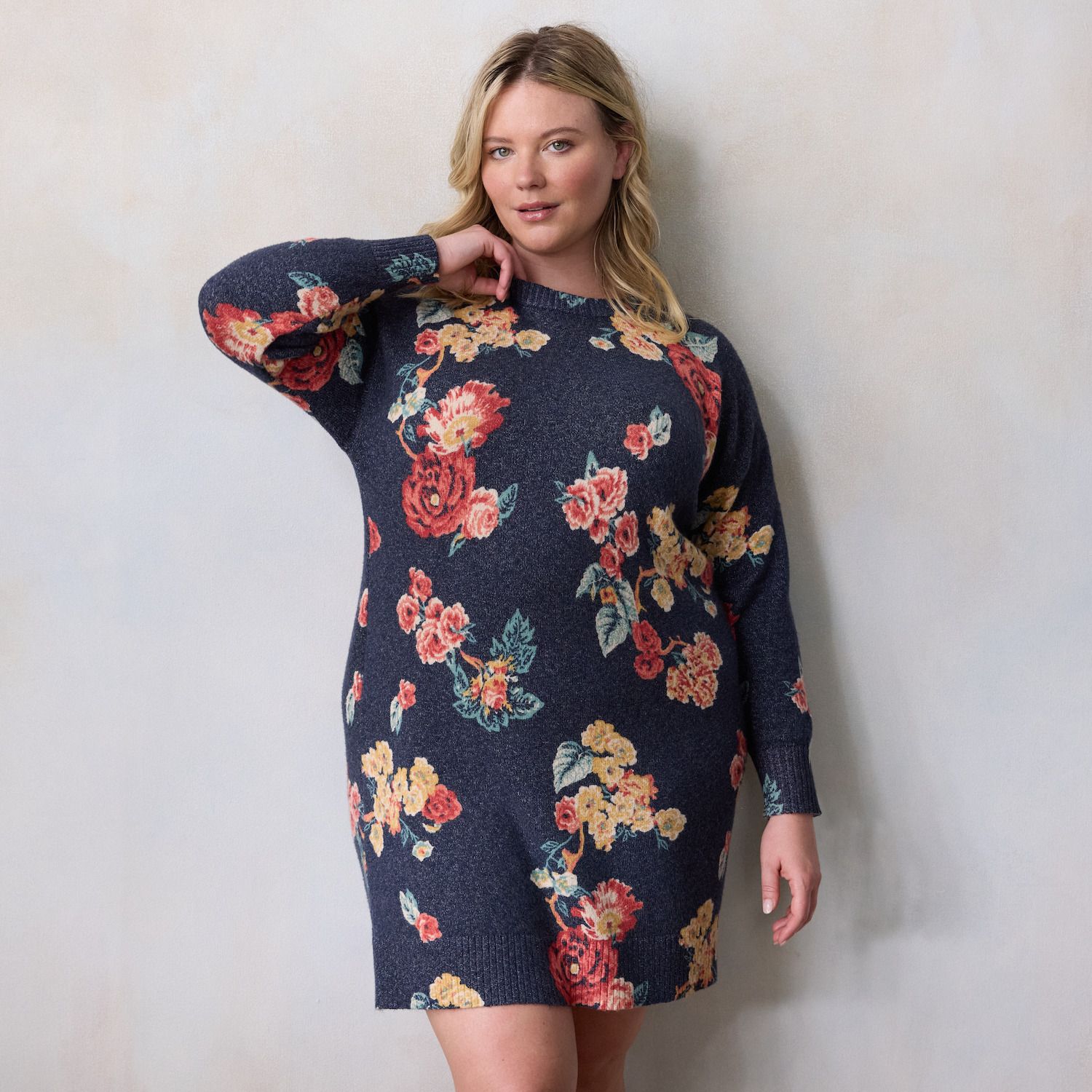 Женские платья Plus Size LC Lauren Conrad Crew Neck Sweater Dress, цвет: Слоновая кость