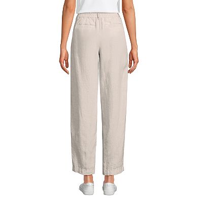 Women's Lands' End High Rise Pleated Barrel Leg Linen Pants