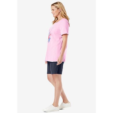 Woman Within Plus Size 2-Piece Knit Tee And Short Set