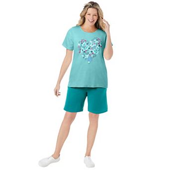 Woman Within Plus Size 2 pc Knit Tee And Short Set