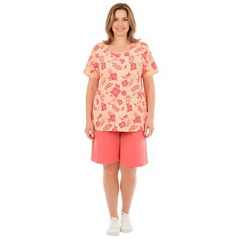 Woman Within Plus Size 2 pc Knit Tee And Short Set