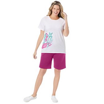 Woman Within Plus Size 2 pc Knit Tee And Short Set