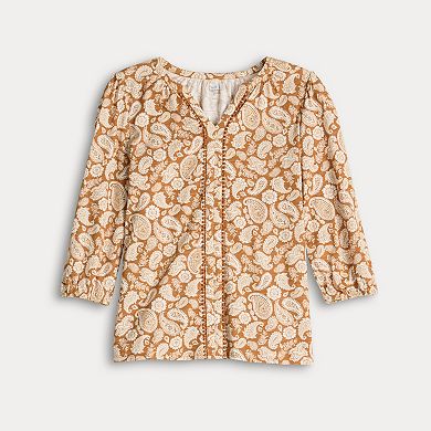 Women's Croft & Barrow® Bobble Trim Splitneck Top