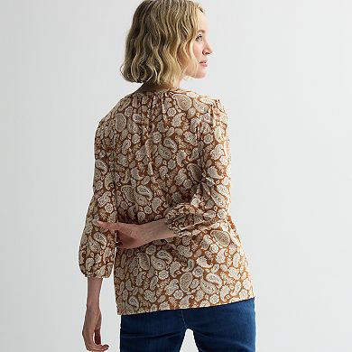 Women's Croft & Barrow® Bobble Trim Splitneck Top