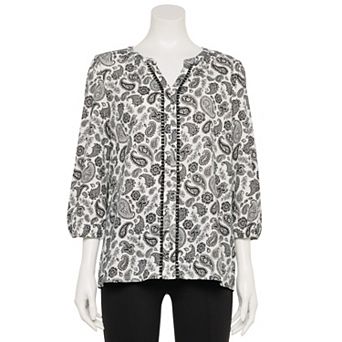 Women's Croft & Barrow® Bobble Trim Splitneck Top