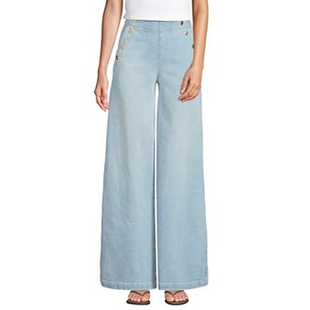 Women's Lands' End Soft Denim High Rise Wide Leg Pants