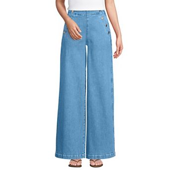 Women's Lands' End Soft Denim High Rise Wide Leg Pants