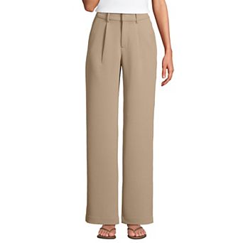 Women's Lands' End High Rise Pleated Wide Leg Pants