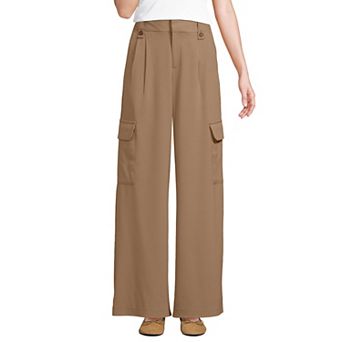 Women's Regular Lands' End High Rise Cargo Wide Leg Pants