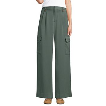 Women's Regular Lands' End High Rise Cargo Wide Leg Pants