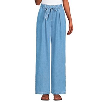 Petite Lands' End High Ridge Twill Pleated Wide Leg Pants