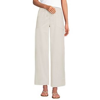 Women's Lands' End Herringbone Chino High Rise Drawstring Ankle Pants