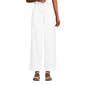 Women's Lands' End Herringbone Chino High Rise Drawstring Ankle Pants