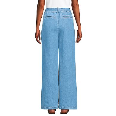 Women's Lands' End High Ridge Twill Pull On Pleated Wide Leg Pants