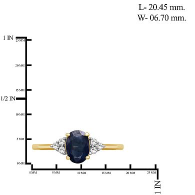Jewelexcess 10k Gold Gemstone & 1/10 Carat T.W. Diamond 3-Stone Ring
