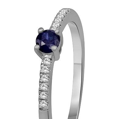 Jewelexcess 10k Gold Gemstone & 1/10 Carat T.W. Diamond Band Ring