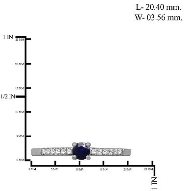 Jewelexcess 10k Gold Gemstone & 1/10 Carat T.W. Diamond Band Ring