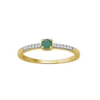 Jewelexcess 10k Gold Gemstone & 1/10 Carat T.W. Diamond Band Ring