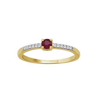 Jewelexcess 10k Gold Gemstone & 1/10 Carat T.W. Diamond Band Ring
