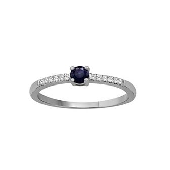 Jewelexcess 10k Gold Gemstone & 1/10 Carat T.W. Diamond Band Ring