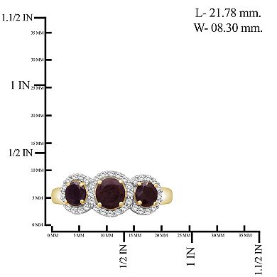 Jewelexcess 10k Gold Gemstone & 1/5 Carat T.W. Diamond 3-Stone Halo Ring