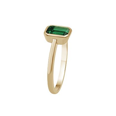 Jewelexcess Gold Over Sterling Silver Lab-Created Gemstone Solitaire Ring
