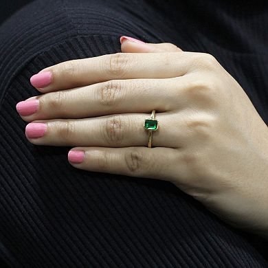 Jewelexcess Gold Over Sterling Silver Lab-Created Gemstone Solitaire Ring