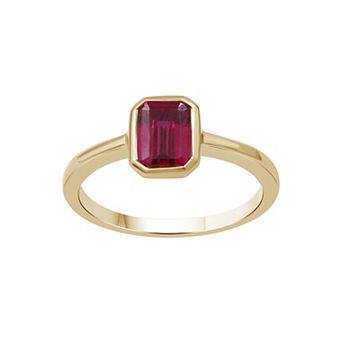 Jewelexcess Gold Over Sterling Silver Lab-Created Gemstone Solitaire Ring