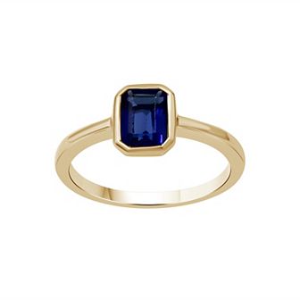 Jewelexcess Gold Over Sterling Silver Lab-Created Gemstone Solitaire Ring