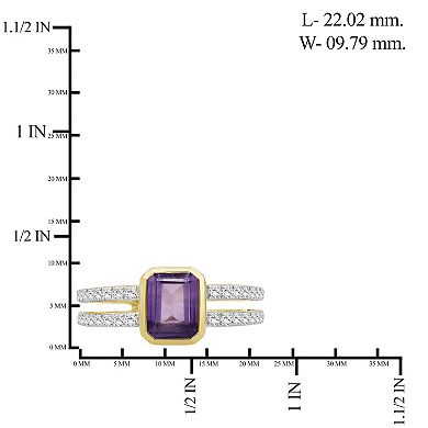 Jewelexcess Gold Over Sterling Silver Lab-Created White Sapphire & Gemstone Ring