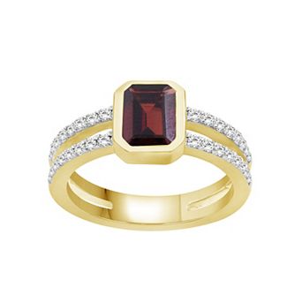 Jewelexcess Gold Over Sterling Silver Lab-Created White Sapphire & Gemstone Ring