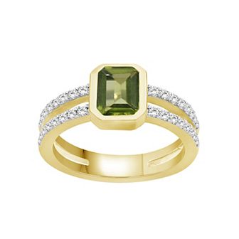 Jewelexcess Gold Over Sterling Silver Lab-Created White Sapphire & Gemstone Ring