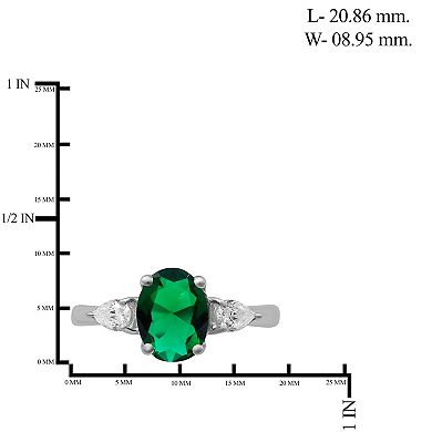 Jewelexcess Sterling Silver Lab-Created Gemstone & Lab-Created White Sapphire 3-Stone Ring