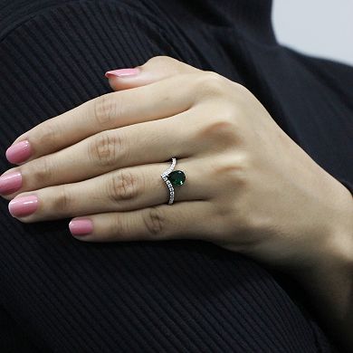 Jewelexcess Sterling Silver Lab-Created Gemstone & Lab-Created White Sapphire Pear Ring