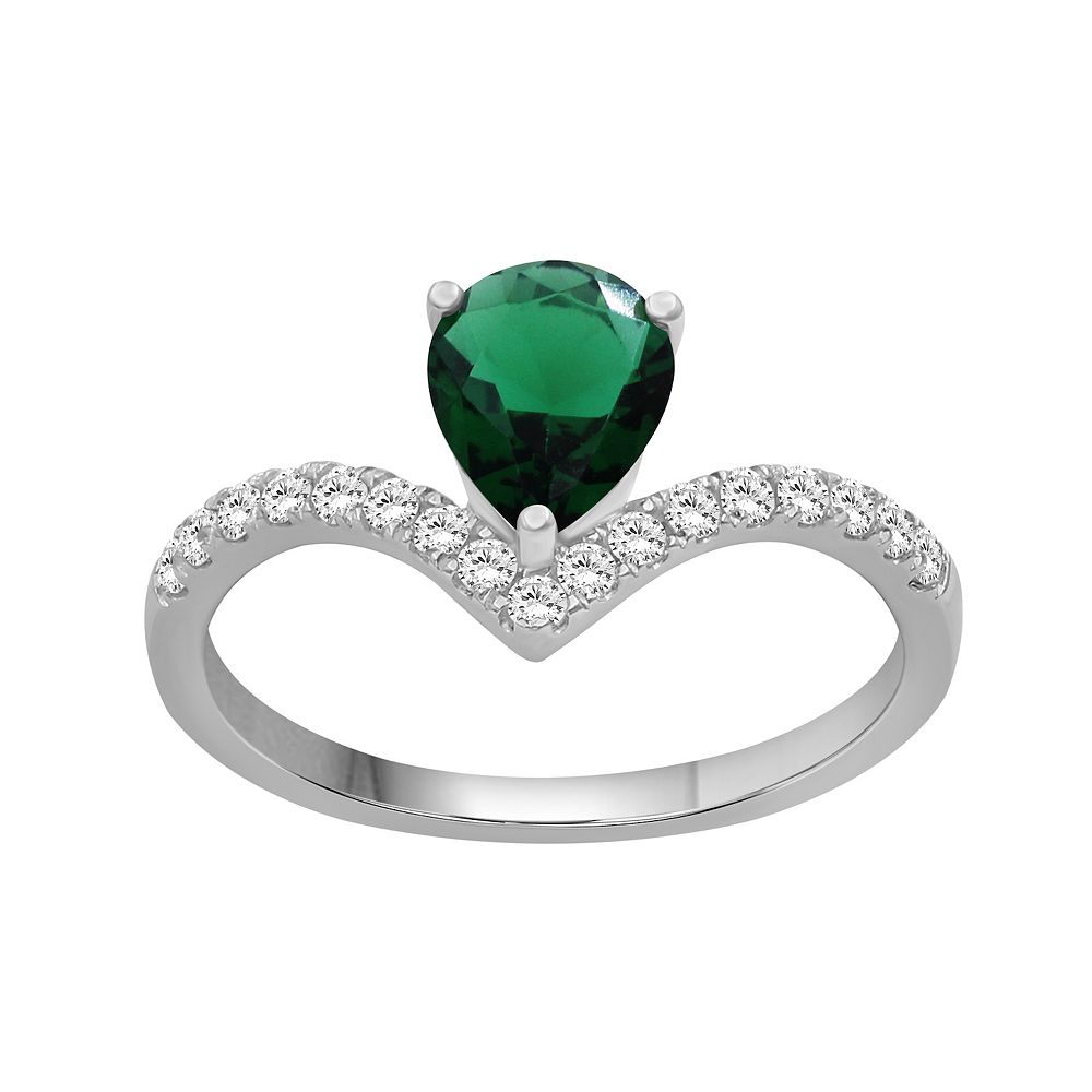 Jewelexcess Sterling Silver Lab-Created Gemstone & Lab-Created White ...