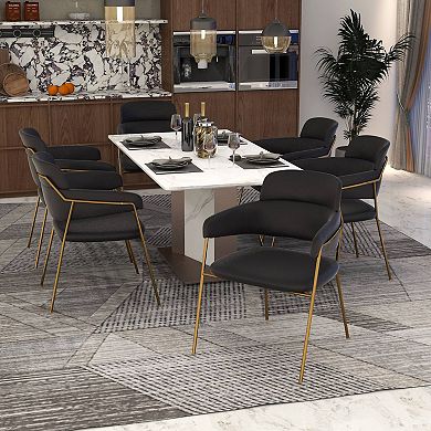 Upholstered Dining Chair with Gold Stainless Steel Legs Axis Collection