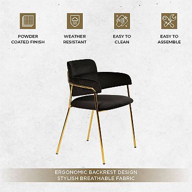 Upholstered Dining Chair with Gold Stainless Steel Legs Axis Collection