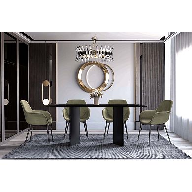 Leisuremod Dining Table Rectangular Stone Top And Steel Base Olyra Collection