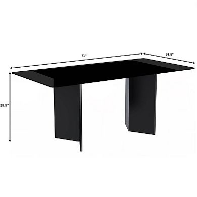 Leisuremod Dining Table Rectangular Stone Top And Steel Base Olyra Collection
