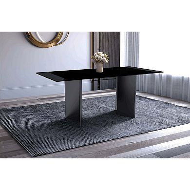 Leisuremod Dining Table Rectangular Stone Top And Steel Base Olyra Collection