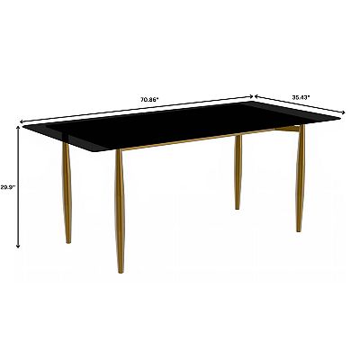 Leisuremod Zinti Dining Table With Glass Rectangular Top And Steel Base