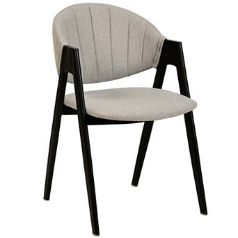 Upholstered Dining Chair in Leather with Curved Back and Iron Base