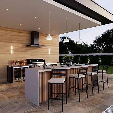 Chelsea Patio Bar Stool in Powder-Coated Aluminum Frame with Removable Cushion