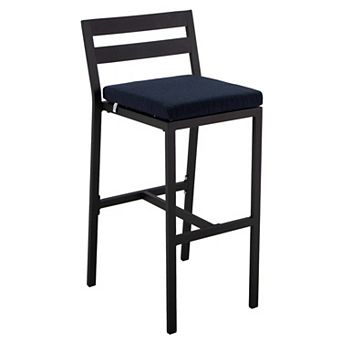 Chelsea Patio Bar Stool in Powder-Coated Aluminum Frame with Removable Cushion