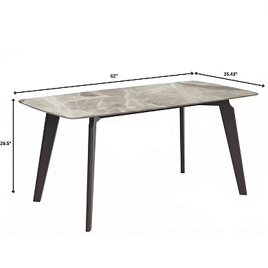 Leisurmod Krevor Dining Table With Sintered Stone Tabletop And Steel Legs