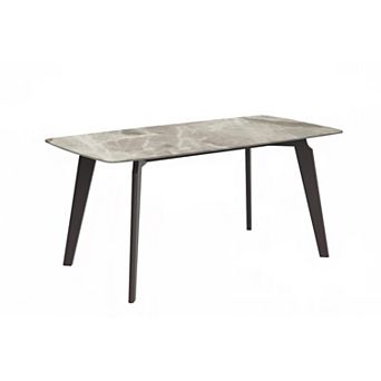 Leisurmod Krevor Dining Table With Sintered Stone Tabletop And Steel Legs